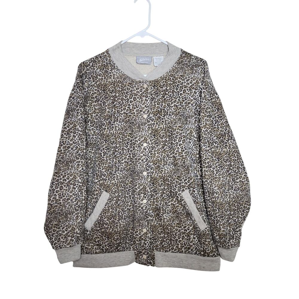 Blair cheetah snap button sweatshirt jacket sz medium